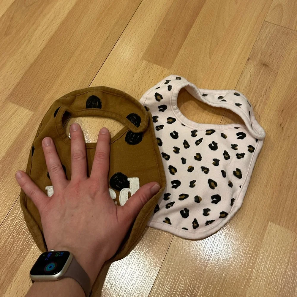 Set of two just one you bibs in cheeta and dot